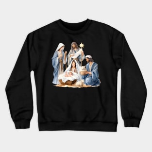 Watercolor Nativity Scene Crewneck Sweatshirt